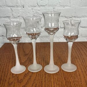 PARTYLITE Frosted Glass Pedestal Votive Candle Holders 3 sizes 4 total Vintage